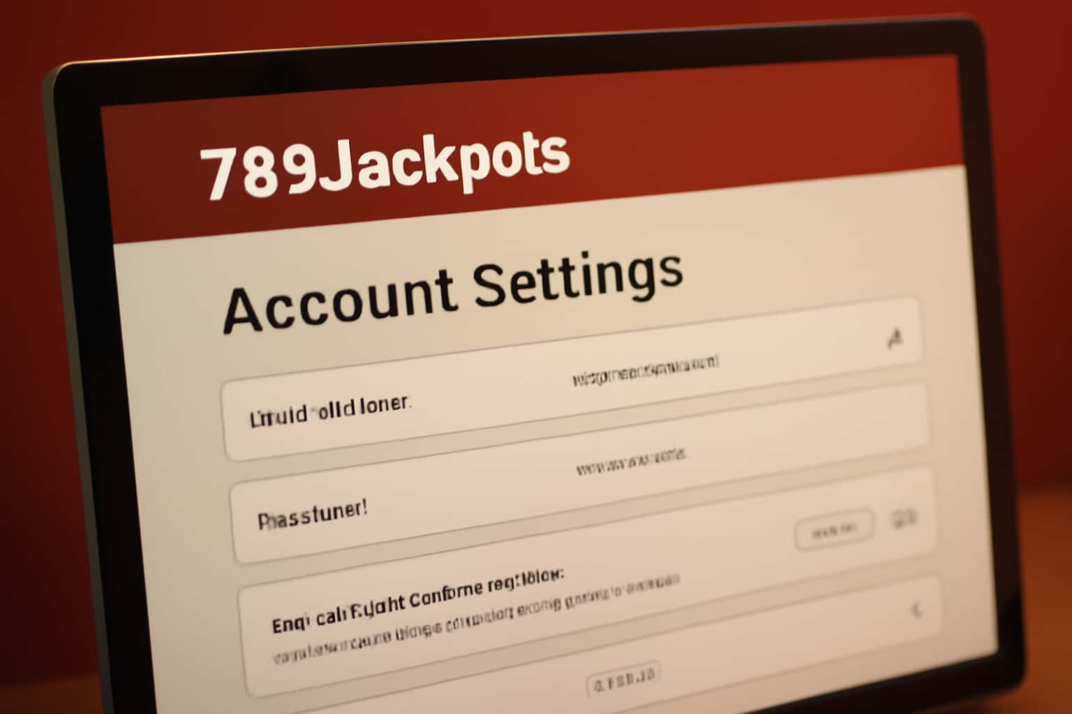 A professional depiction of 789Jackpots Account Settings with relevant icons and a user-friendly layout.