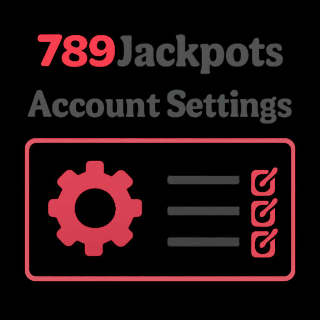 An educational diagram detailing the process of accessing 789Jackpots Account Settings.