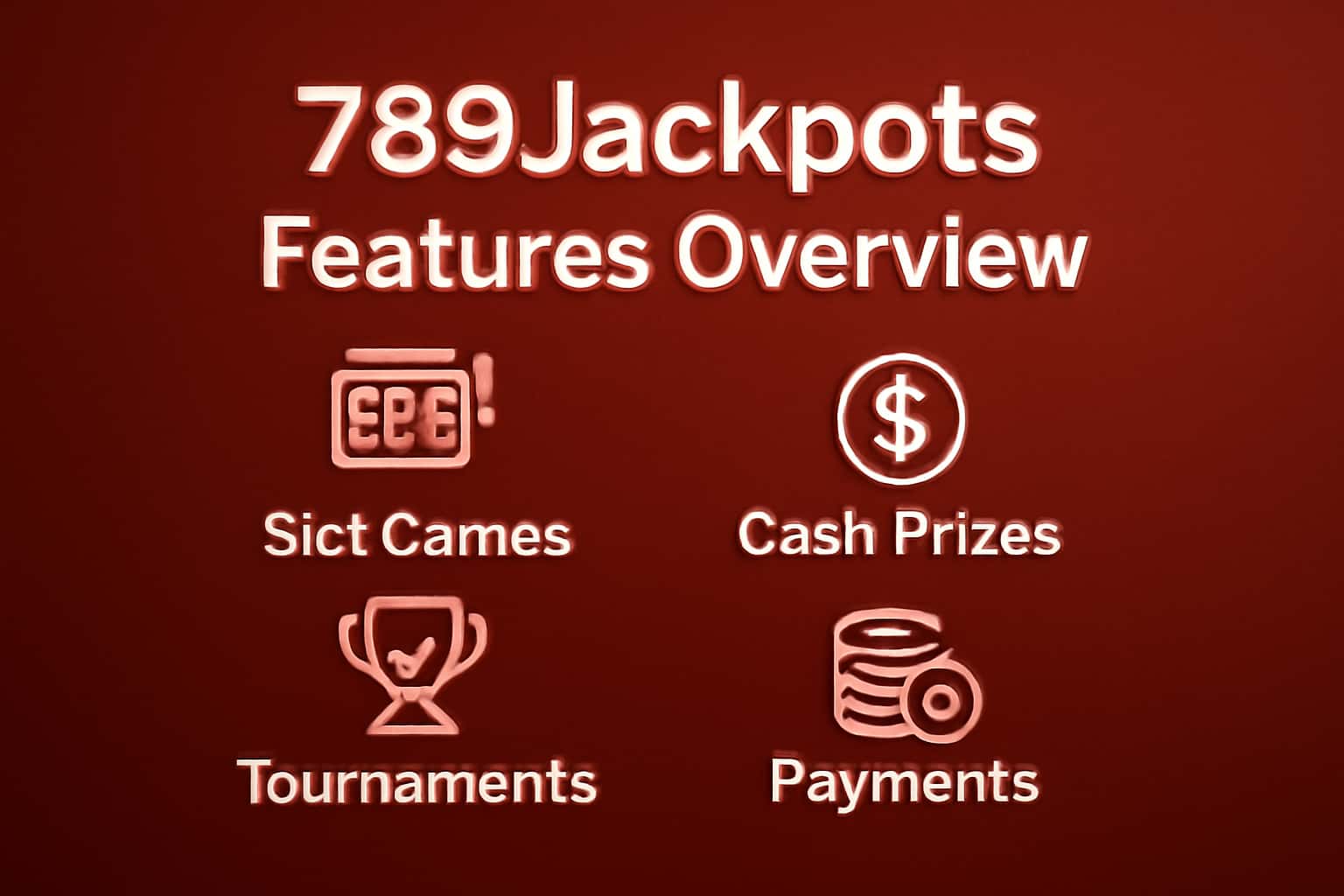 A neutral informational scene depicting the features of 789Jackpots.