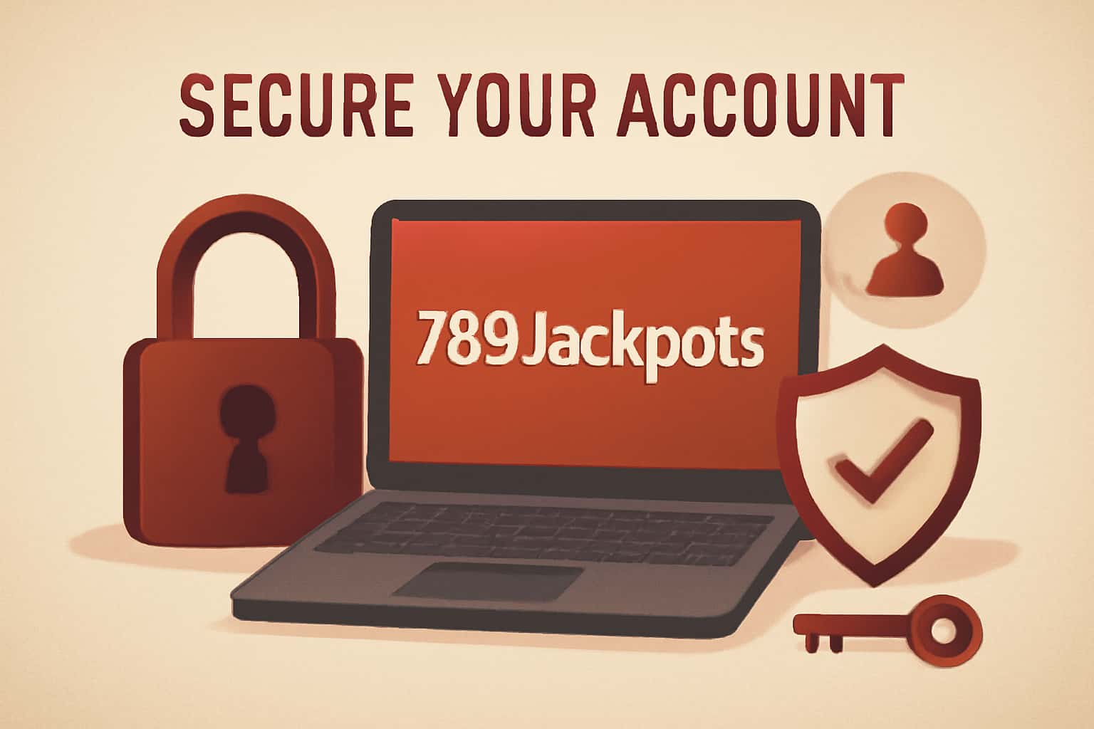 A visual representation of securing an account, featuring 789Jackpots.