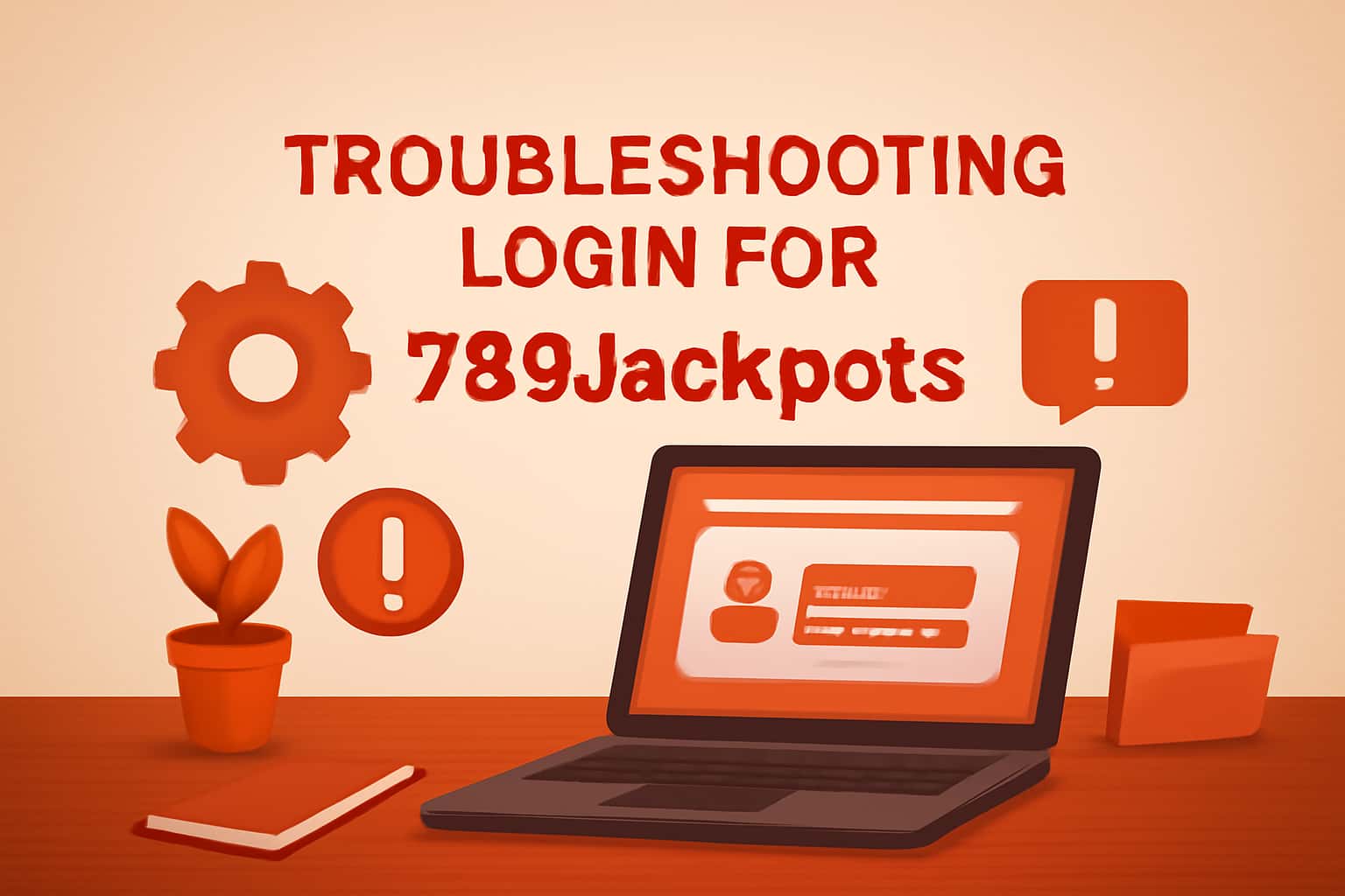 Informational scene depicting login troubleshooting for 789Jackpots.