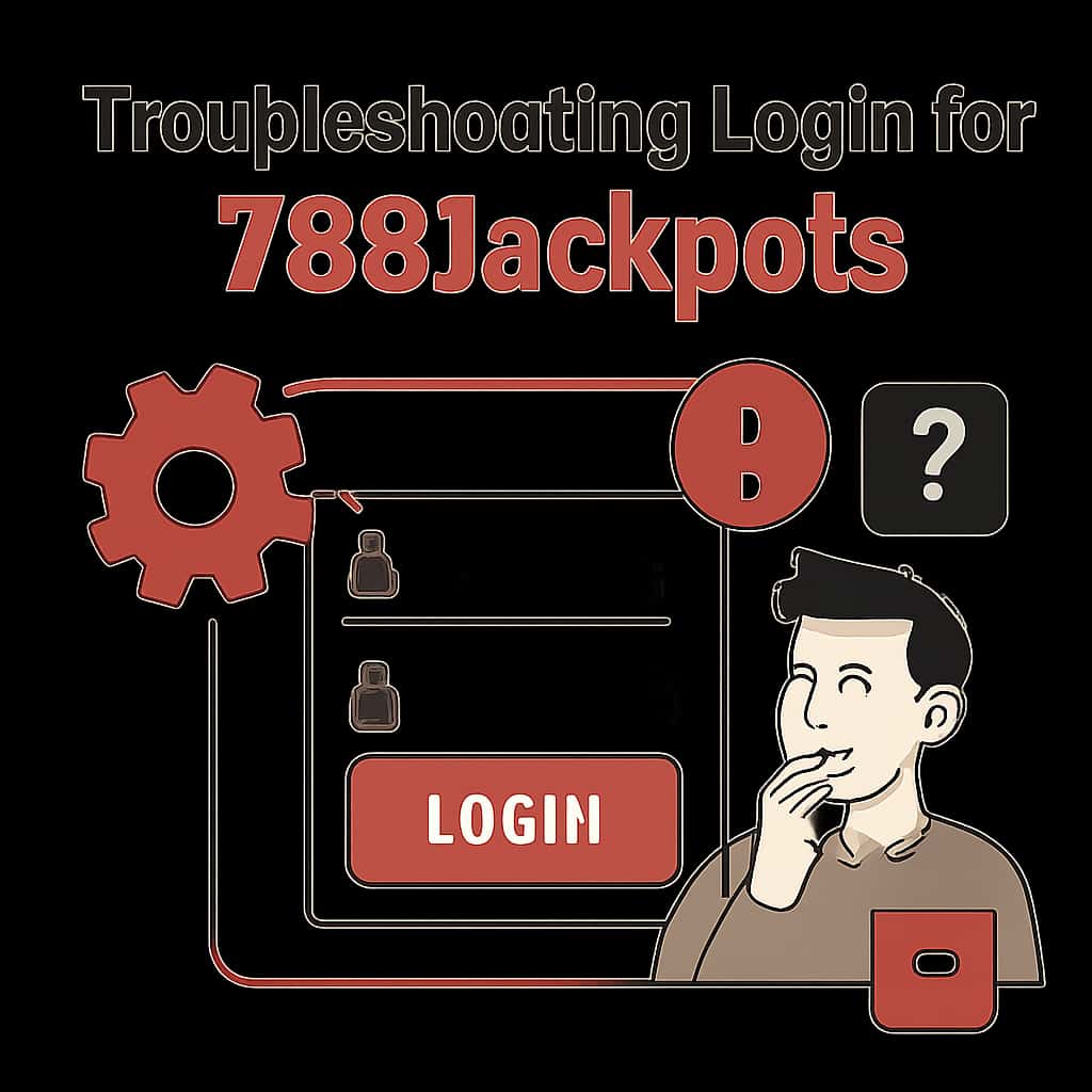 Illustration detailing login troubleshooting steps for 789Jackpots.